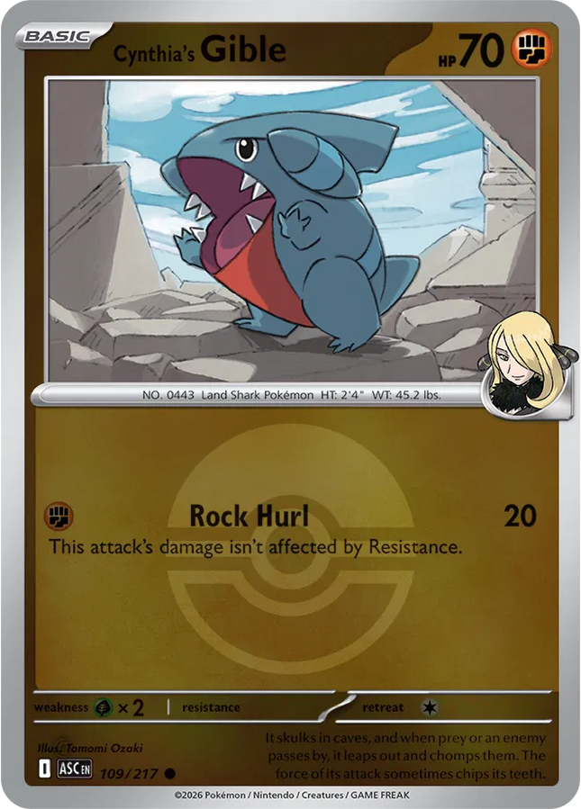 Cynthia's Gible (Poke Ball) Ascended Heroes Common 109/217