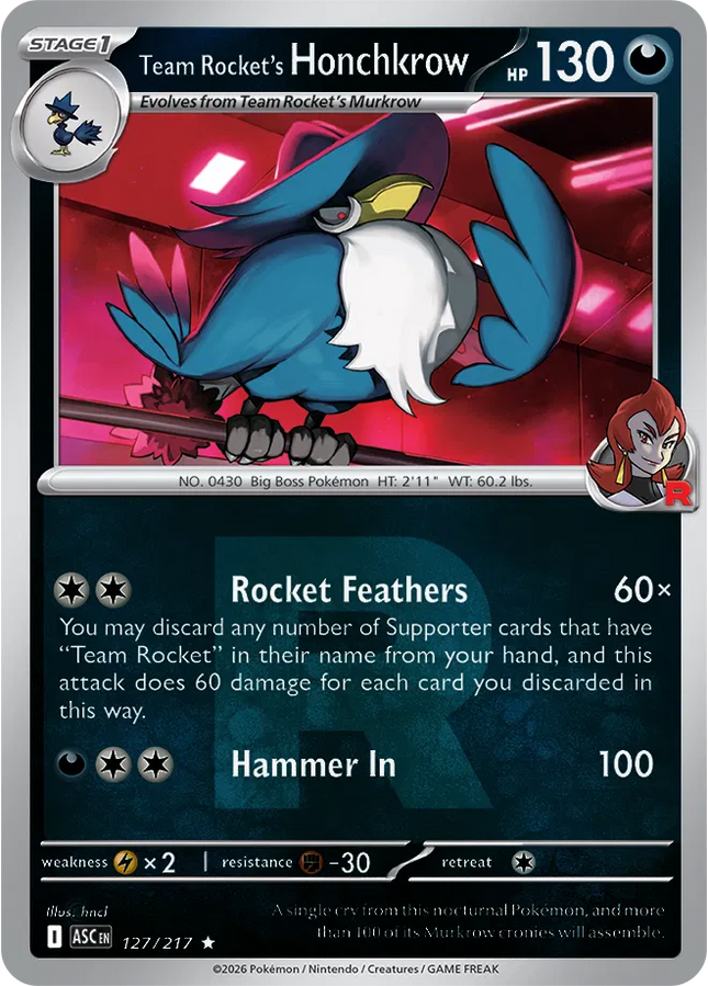 Team Rocket's Honchkrow (Team Rocket) Ascended Heroes Rare 127/217
