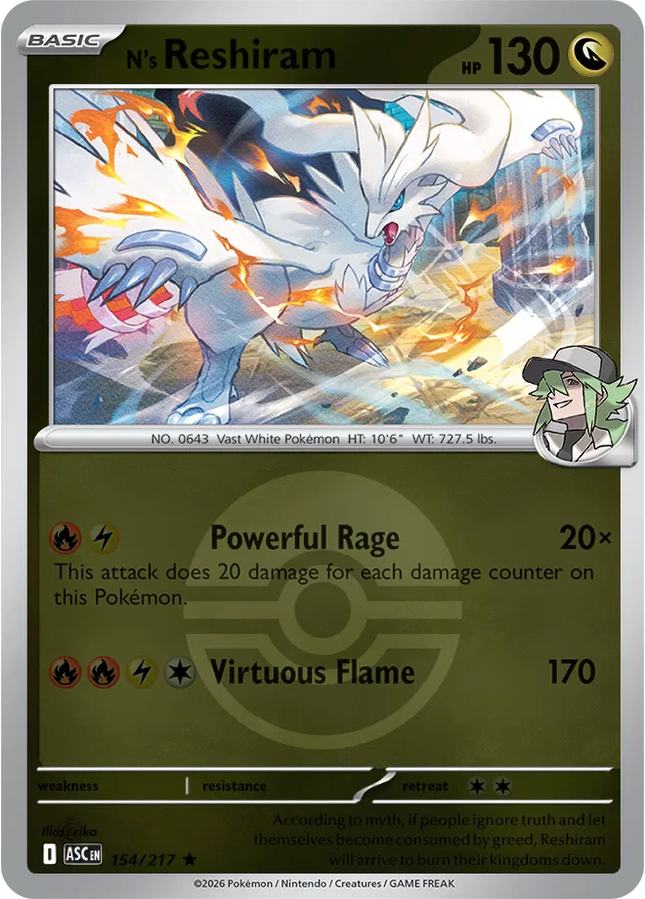 N's Reshiram (Poke Ball) Ascended Heroes Rare 154/217