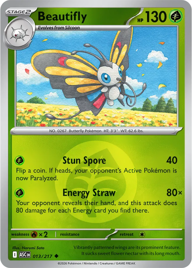 Beautifly (Energy Symbol Pattern) Ascended Heroes Uncommon 013/217