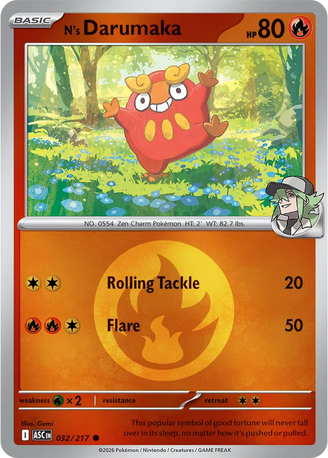N's Darumaka (Energy Symbol Pattern) Ascended Heroes Common 032/217