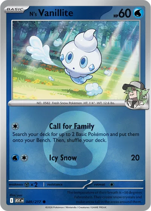 N's Vanillite (Energy Symbol Pattern) Ascended Heroes Common 049/217