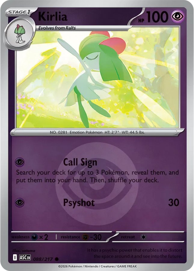 Kirlia (Energy Symbol Pattern) Ascended Heroes Common 088/217