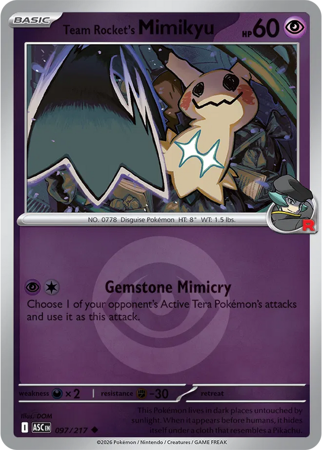 Team Rocket's Mimikyu (Energy Symbol Pattern) Ascended Heroes Uncommon 097/217