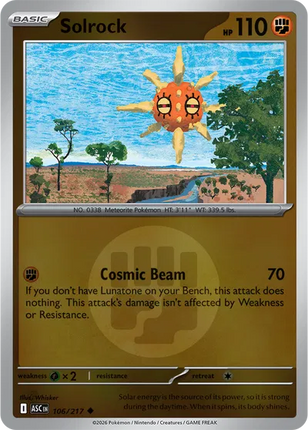 Solrock (Energy Symbol Pattern) Ascended Heroes Uncommon 106/217