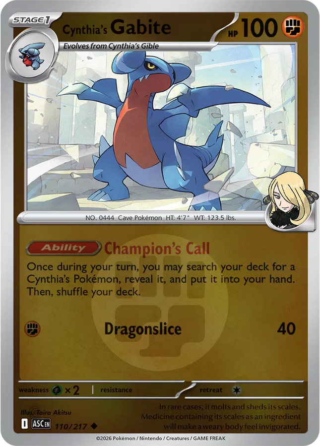 Cynthia's Gabite (Energy Symbol Pattern) Ascended Heroes Uncommon 110/217