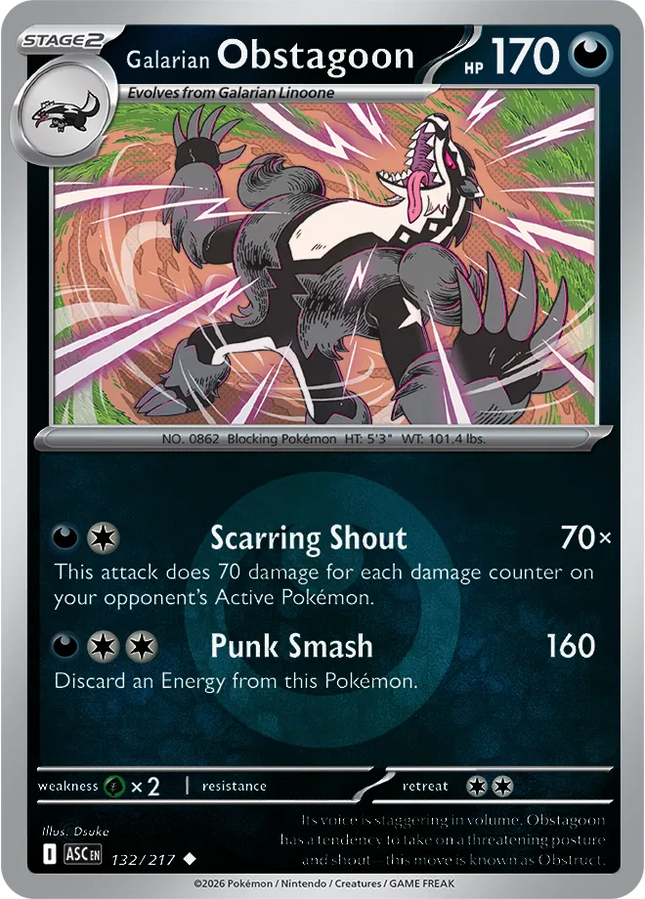 Galarian Obstagoon (Energy Symbol Pattern) Ascended Heroes Uncommon 132/217