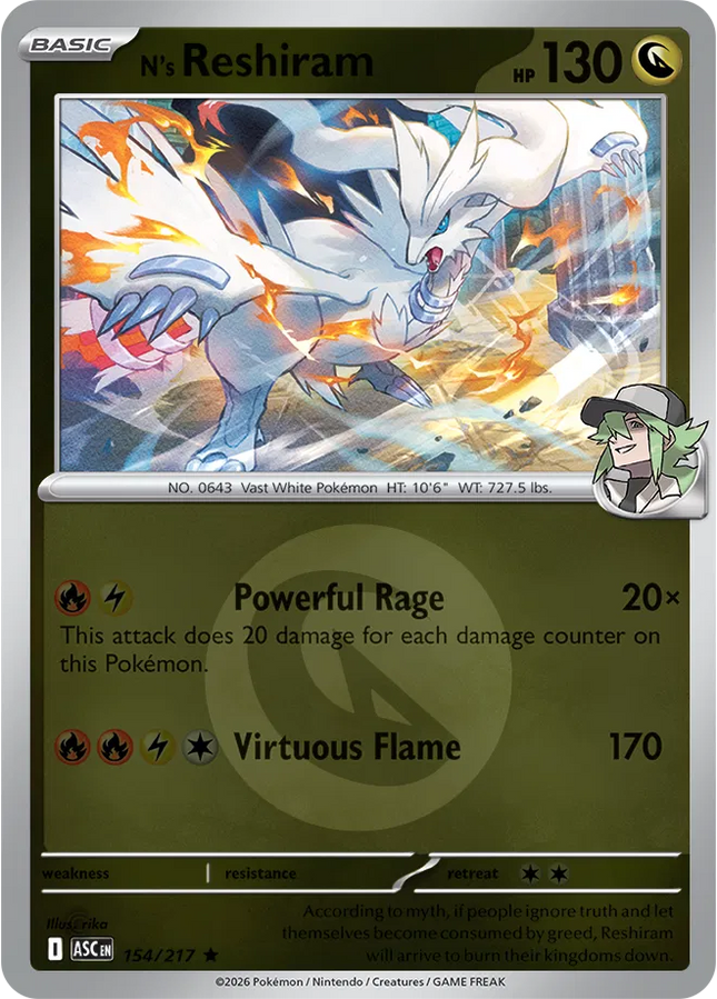 N's Reshiram (Energy Symbol Pattern) Ascended Heroes Rare 154/217