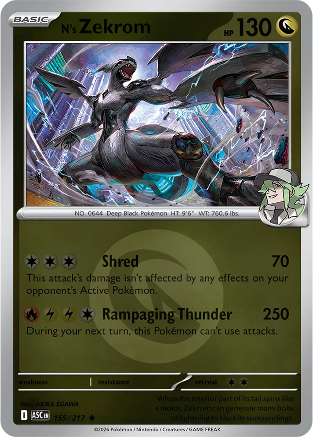 N's Zekrom (Energy Symbol Pattern) Ascended Heroes Rare 155/217
