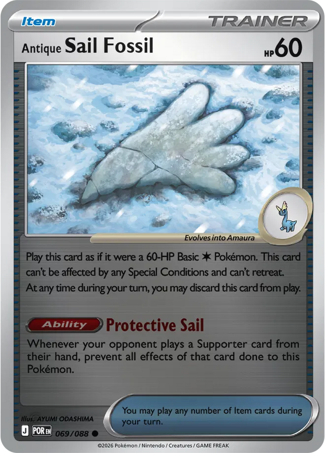 Antique Sail Fossil Perfect Order Common 069/088 Reverse Holofoil