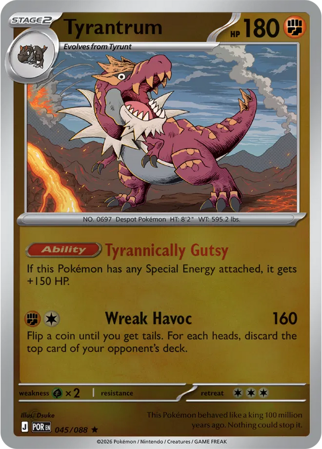 Tyrantrum Perfect Order Rare 045/088 Reverse Holofoil