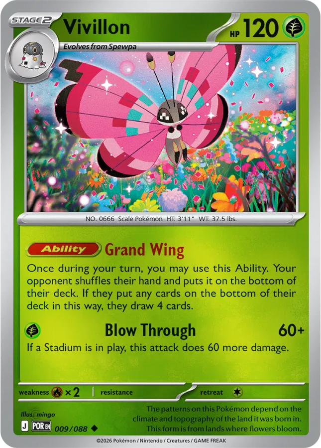 Vivillon Perfect Order Uncommon 009/088 Reverse Holofoil