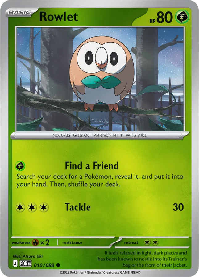 Rowlet Perfect Order Common 010/088 Reverse Holofoil