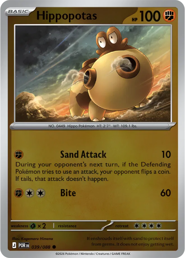 Hippopotas Perfect Order Common 039/088 Reverse Holofoil