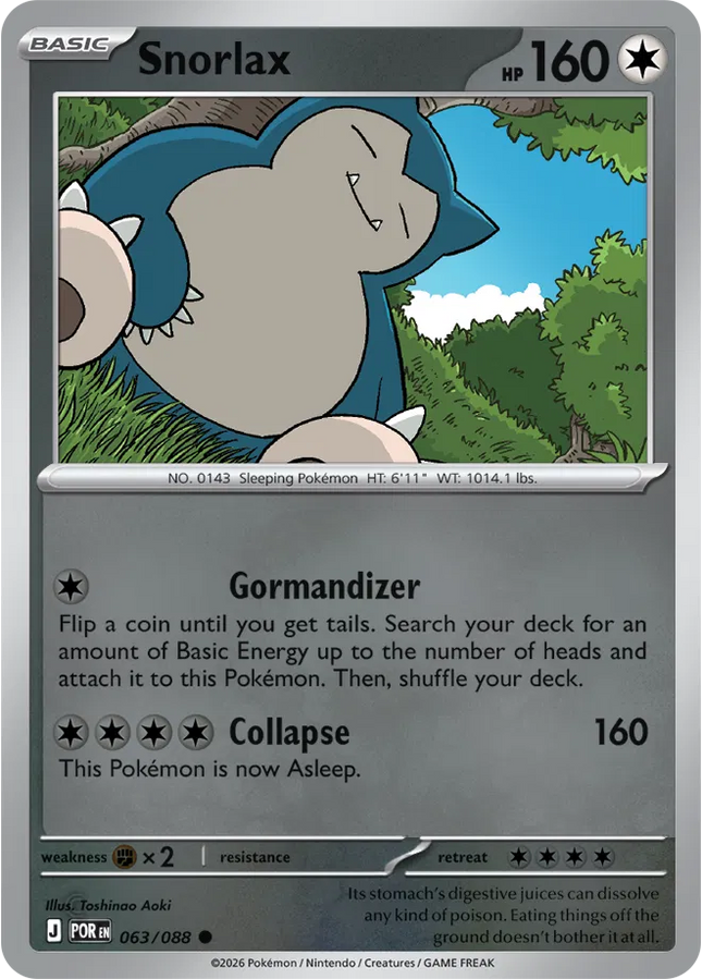 Snorlax Perfect Order Common 063/088 Reverse Holofoil