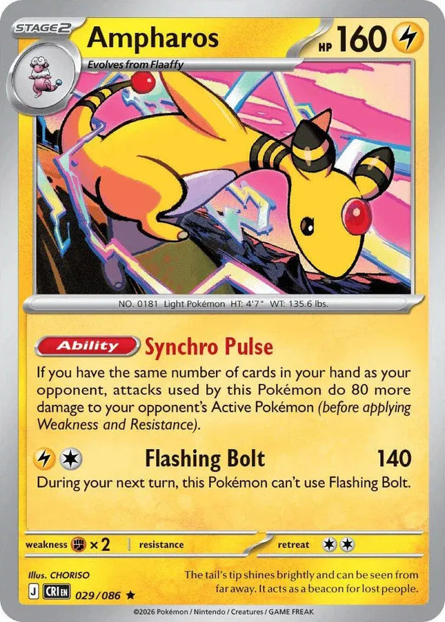 Ampharos Chaos Rising Rare 029/086 Holofoil