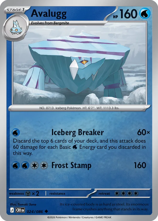 Avalugg Chaos Rising Uncommon 024/086 Reverse Holofoil