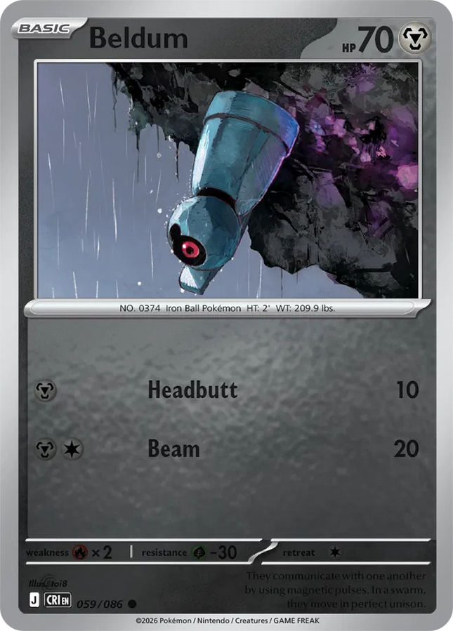 Beldum Chaos Rising Common 059/086 Reverse Holofoil