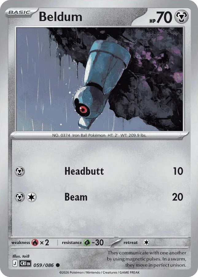 Beldum Chaos Rising Common 059/086 Reverse Holofoil