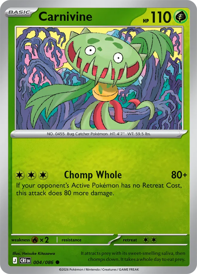 Carnivine Chaos Rising Common 004/086 Reverse Holofoil