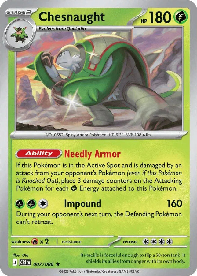 Chesnaught Chaos Rising Rare 007/086 Holofoil