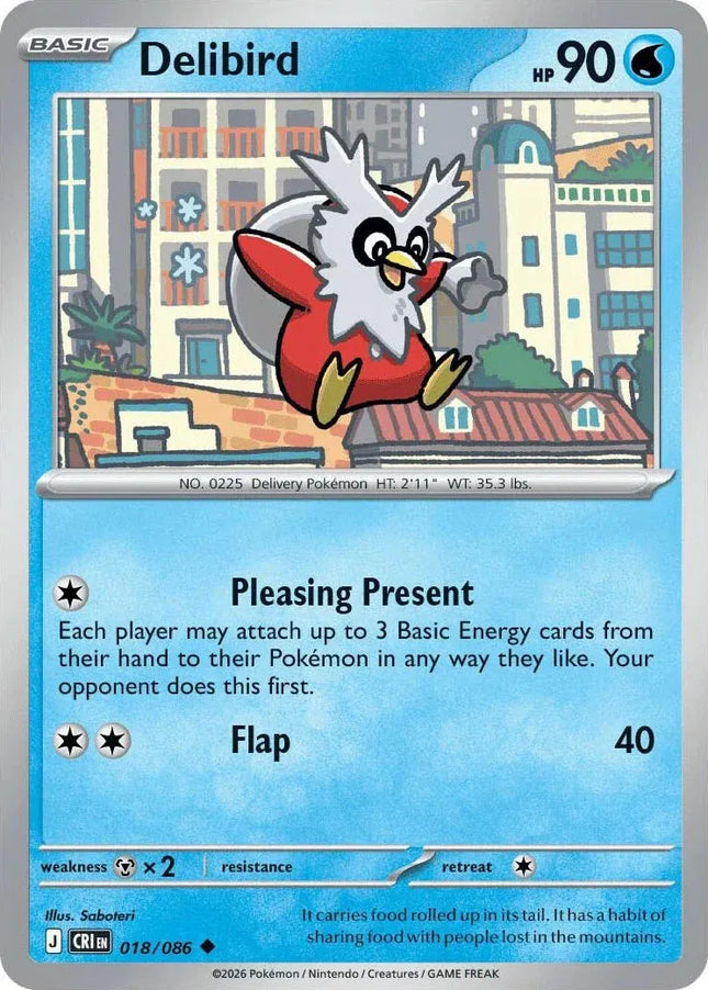 Delibird Chaos Rising Uncommon 018/086 Reverse Holofoil