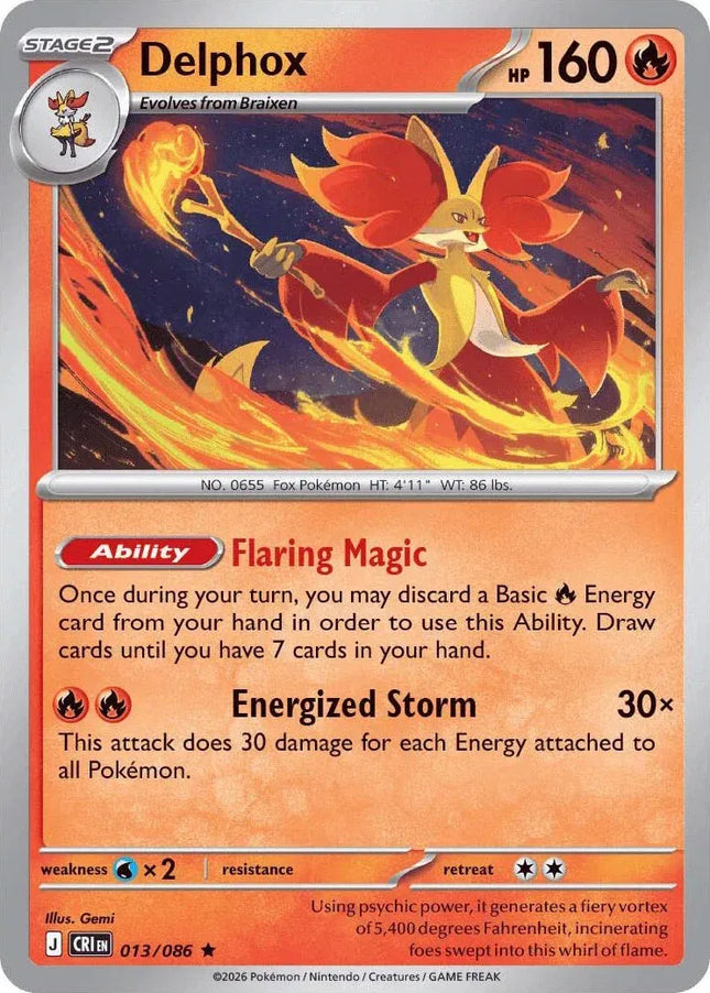 Delphox Chaos Rising Rare 013/086 Holofoil