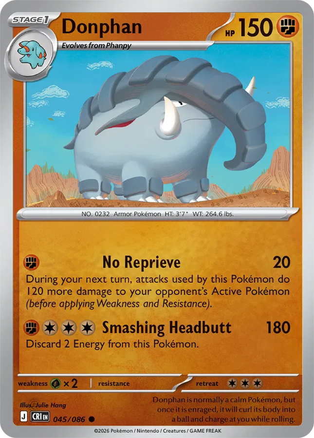 Donphan Chaos Rising Common 045/086 Reverse Holofoil