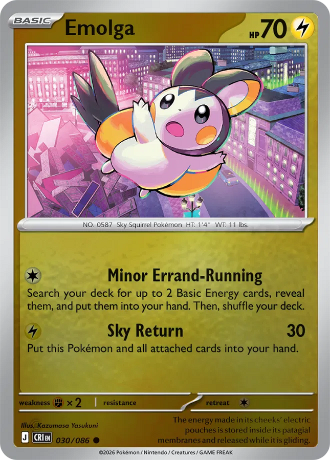 Emolga Chaos Rising Common 030/086 Reverse Holofoil