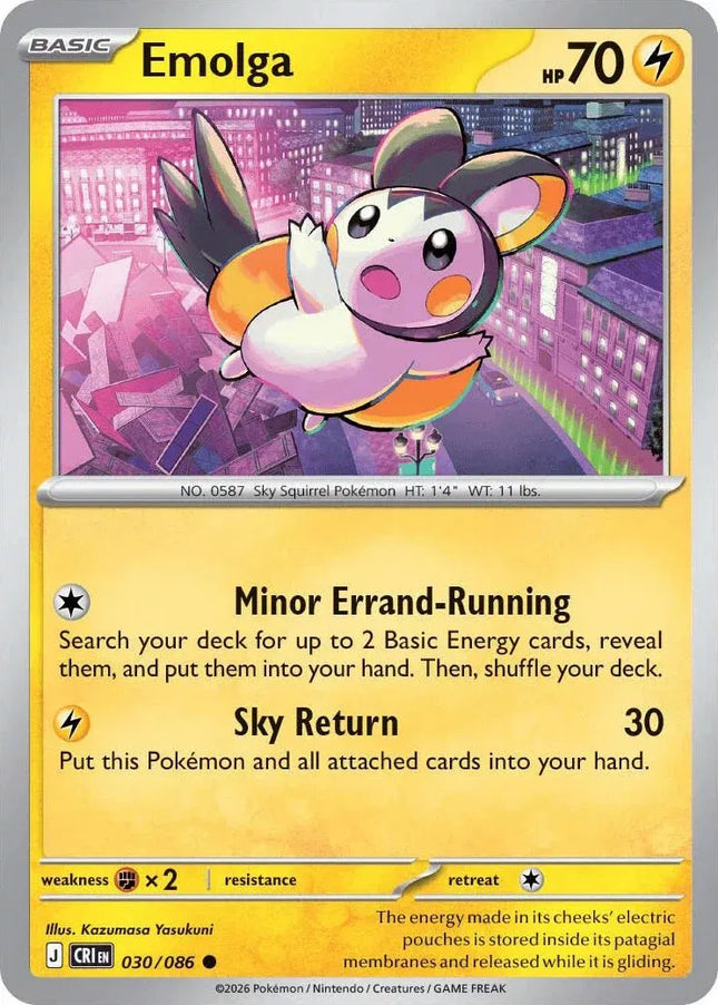 Emolga Chaos Rising Common 030/086 Reverse Holofoil