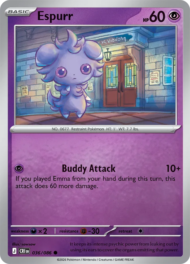 Espurr Chaos Rising Common 036/086 Reverse Holofoil