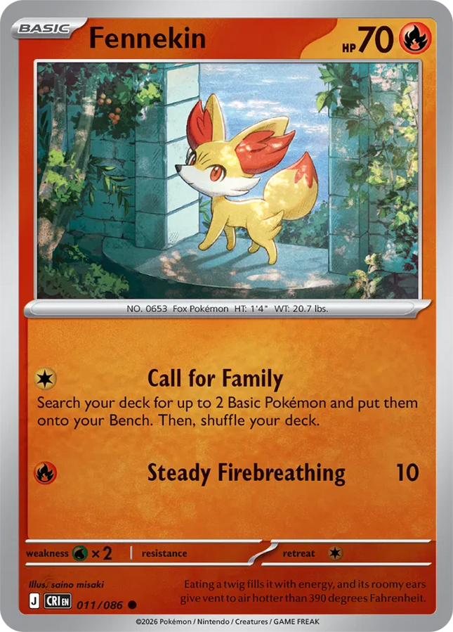 Fennekin Chaos Rising Common 011/086 Reverse Holofoil
