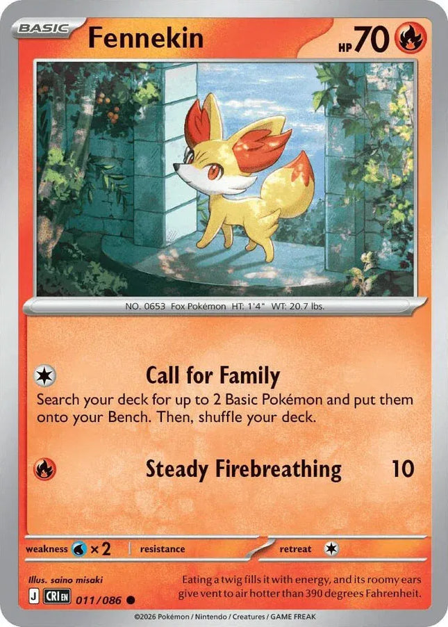 Fennekin Chaos Rising Common 011/086 Reverse Holofoil
