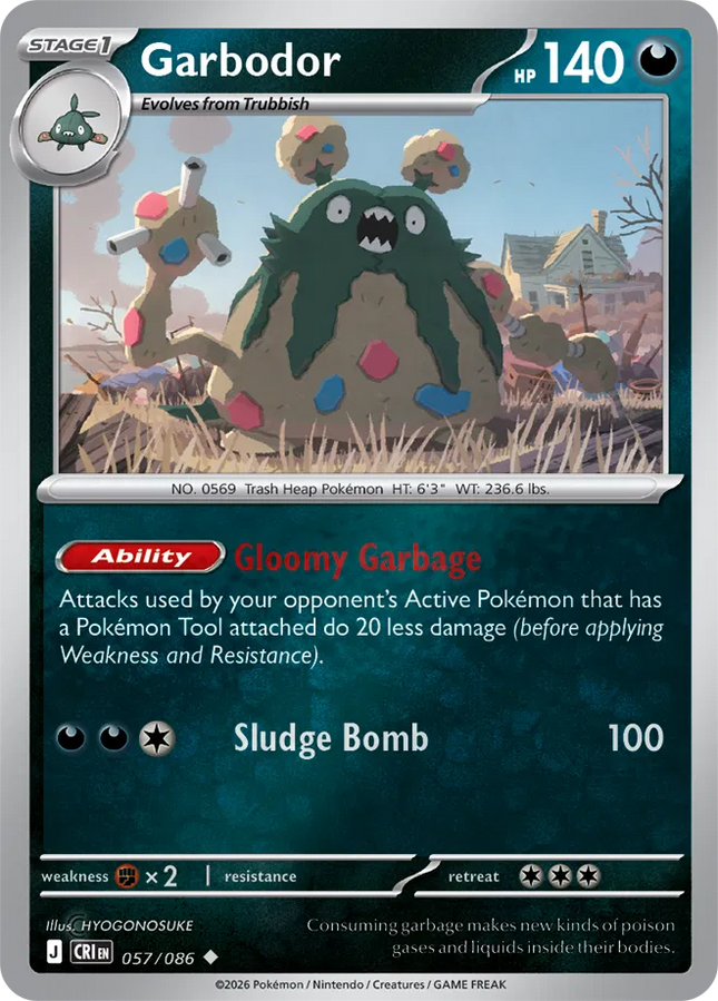 Garbodor Chaos Rising Uncommon 057/086 Reverse Holofoil