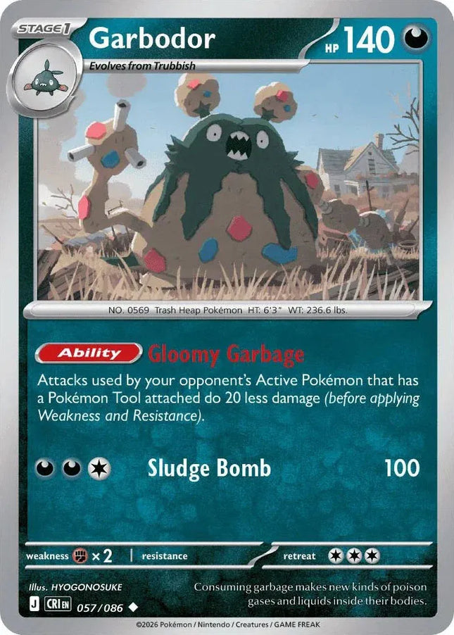 Garbodor Chaos Rising Uncommon 057/086 Reverse Holofoil