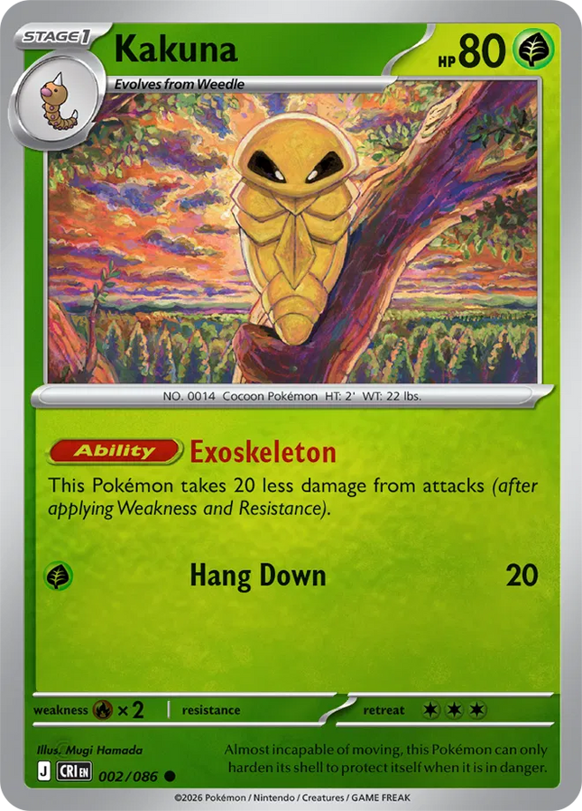 Kakuna Chaos Rising Common 002/086 Reverse Holofoil