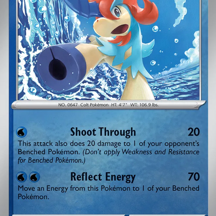 Keldeo Chaos Rising Rare 019/086 Reverse Holofoil