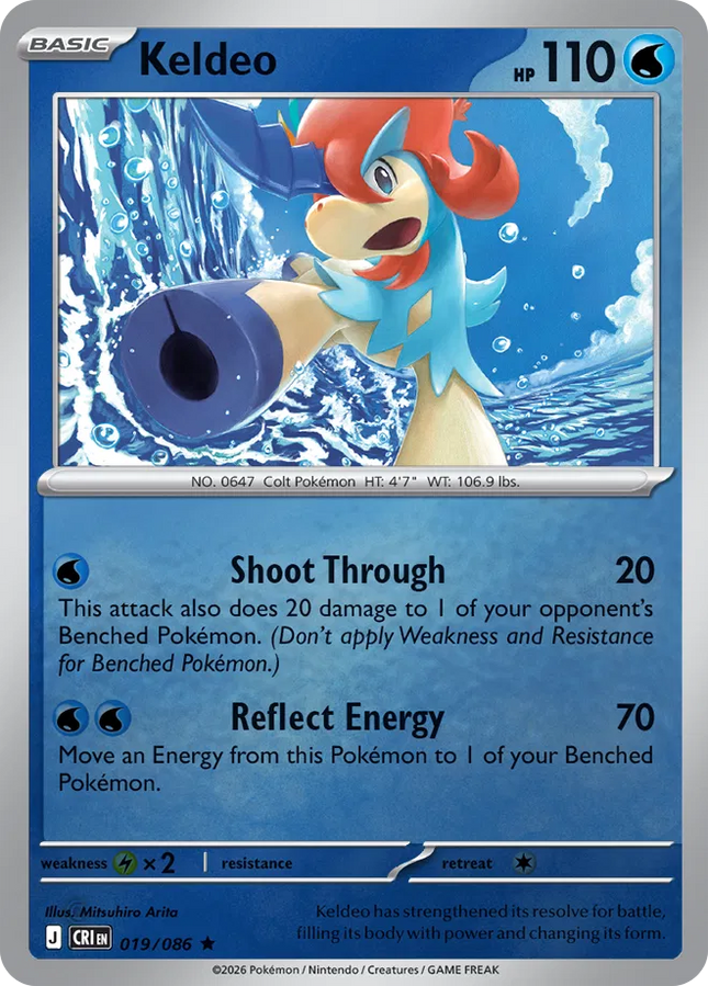 Keldeo Chaos Rising Rare 019/086 Reverse Holofoil