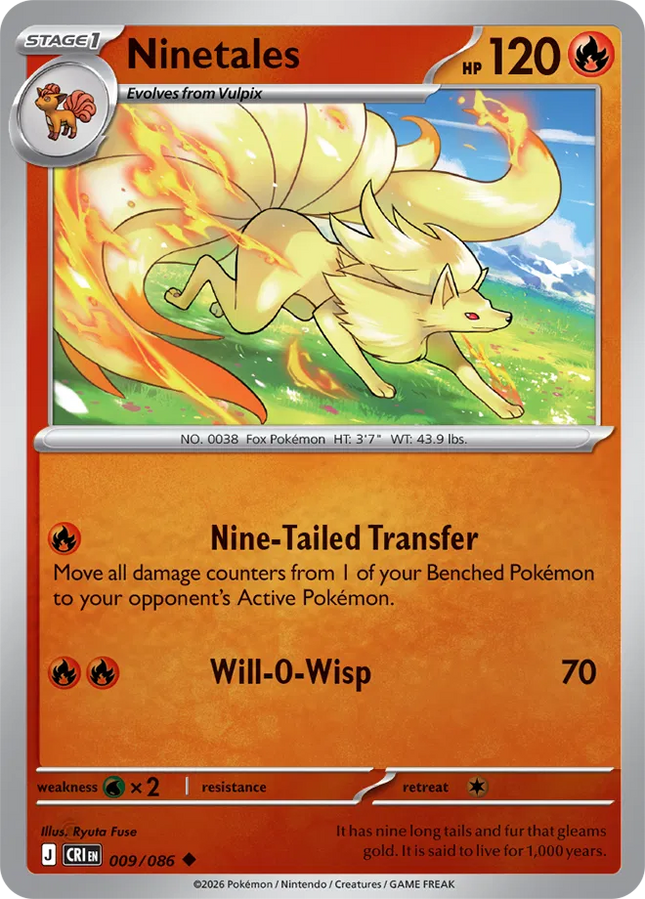 Ninetales Chaos Rising Uncommon 009/086 Reverse Holofoil