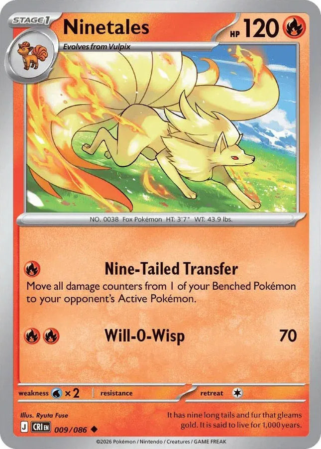 Ninetales Chaos Rising Uncommon 009/086 Reverse Holofoil