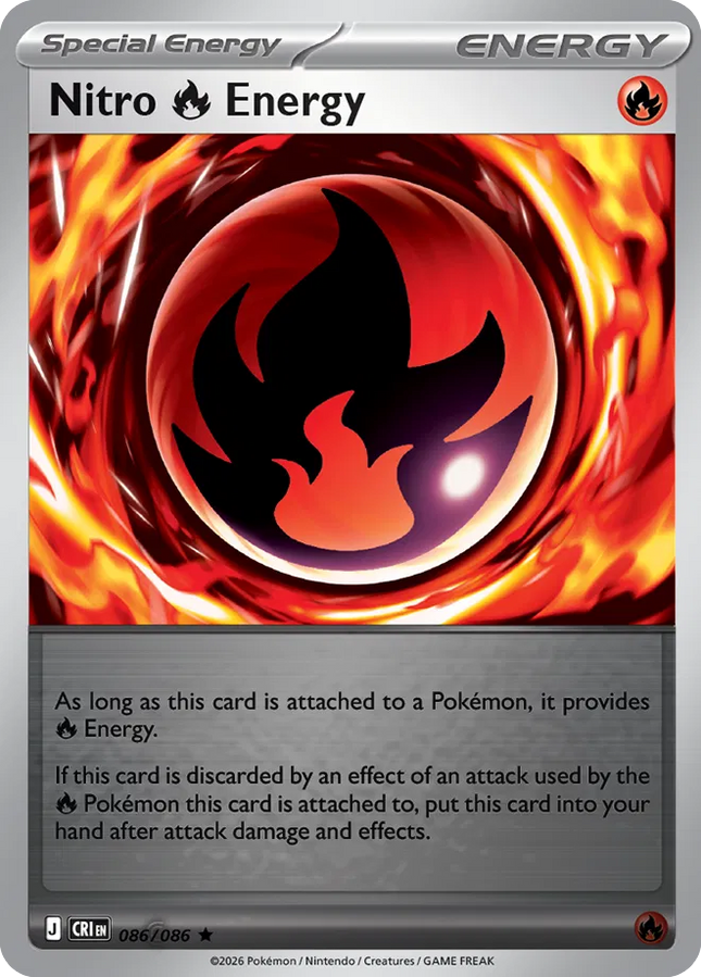 Nitro Fire Energy Chaos Rising Rare 086/086 Reverse Holofoil