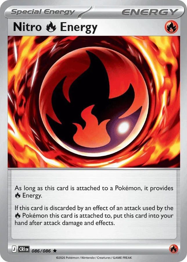 Nitro Fire Energy Chaos Rising Rare 086/086 Reverse Holofoil