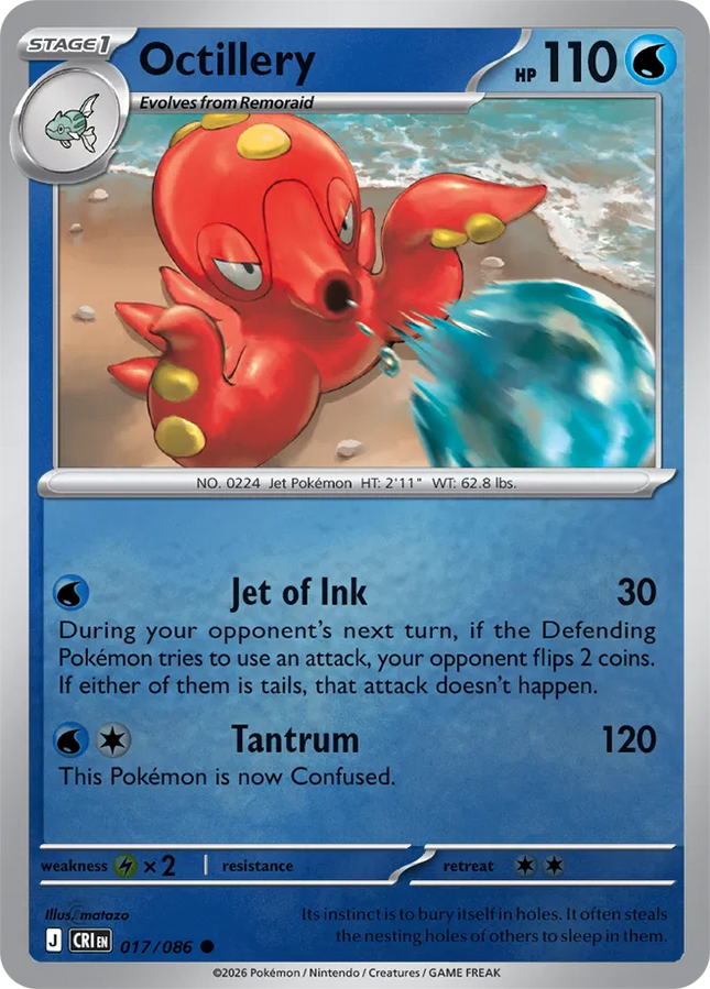 Octillery Chaos Rising Common 017/086 Reverse Holofoil