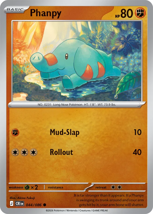 Phanpy Chaos Rising Common 044/086 Reverse Holofoil