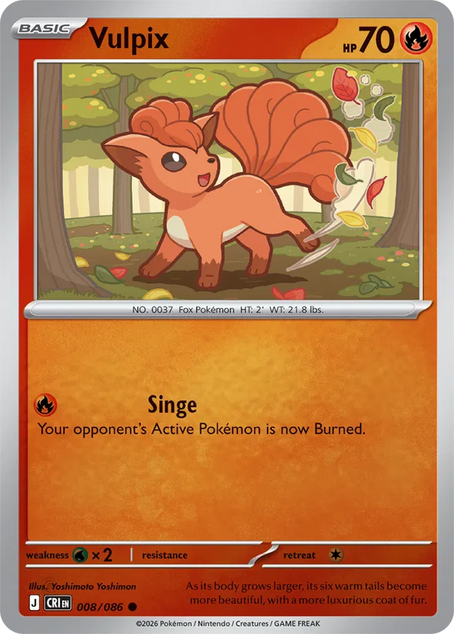 Vulpix Chaos Rising Common 008/086 Reverse Holofoil