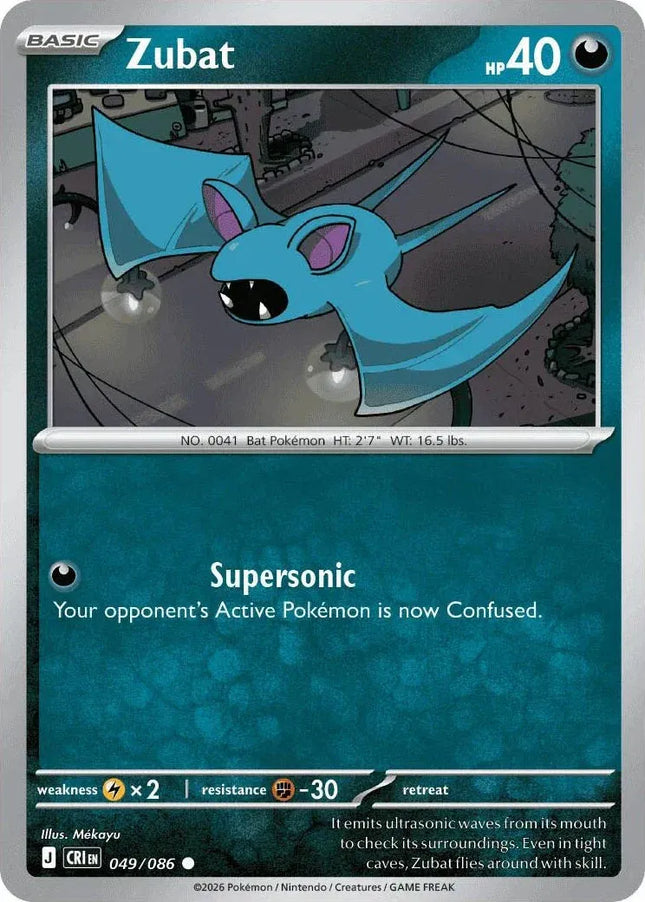 Zubat Chaos Rising Common 049/086 Reverse Holofoil