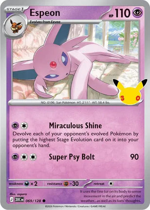 Espeon 30th Celebration Common 069/128 Holofoil