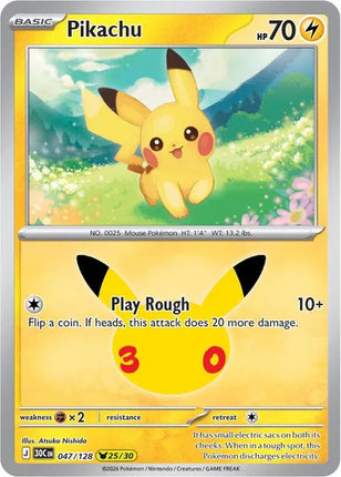 Pikachu 30th Celebration None 047/128 Holofoil
