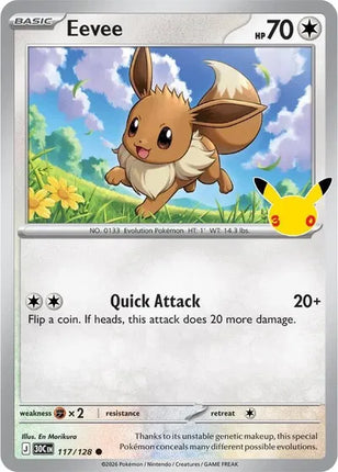 Eevee 30th Celebration Common 117/128 Holofoil