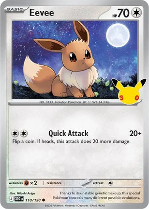 Eevee 30th Celebration Common 118/128 Holofoil